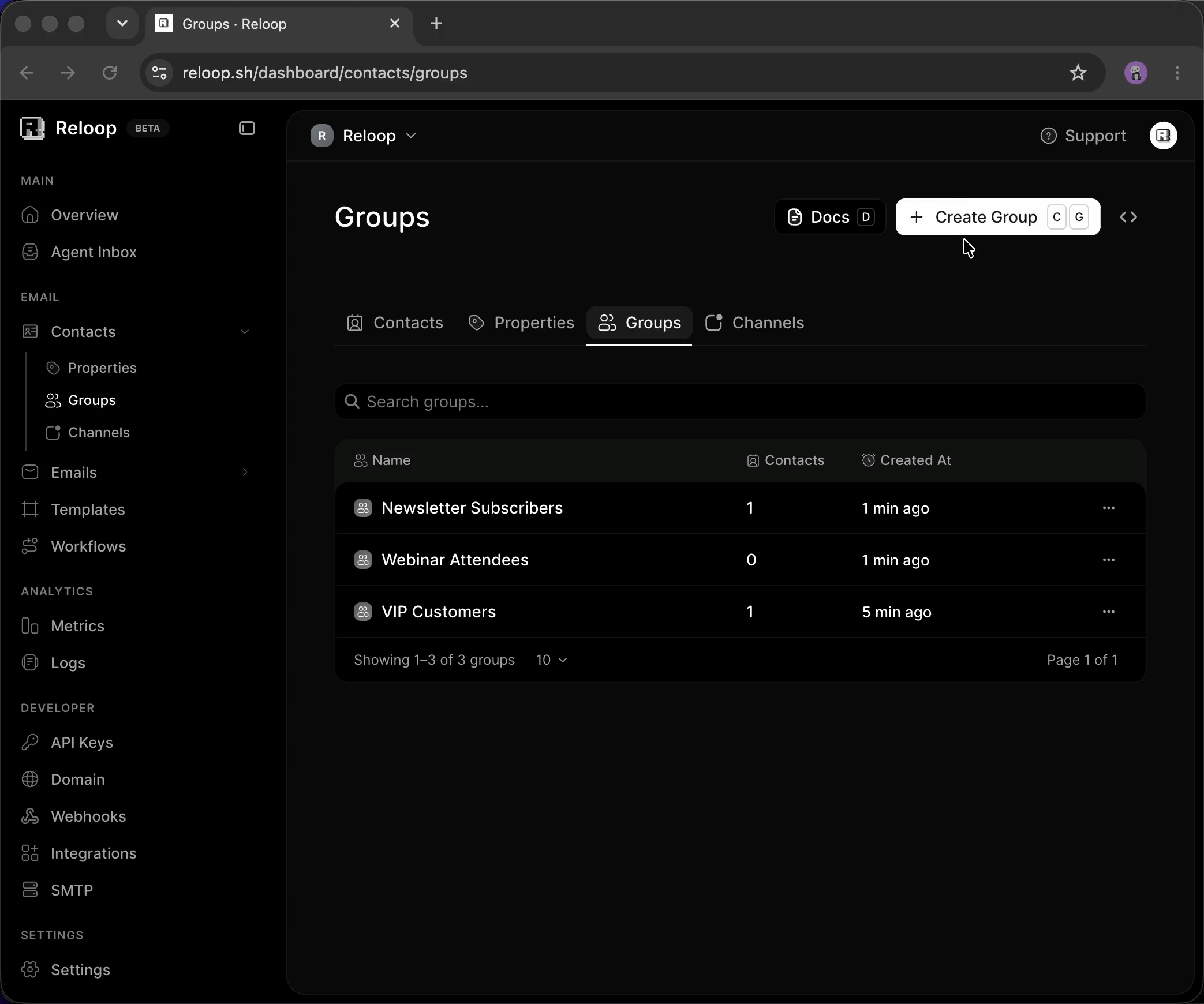 Create a contact group