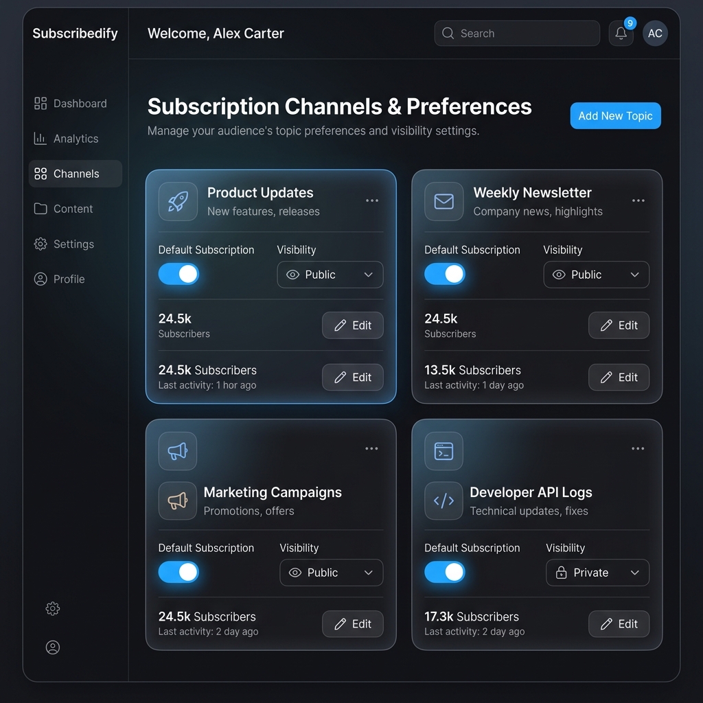 Subscription Channels View